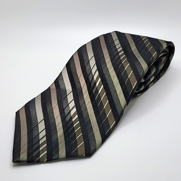 Murano Other - Murano Italia 100% Silk Green Black Stripes Men's Tie